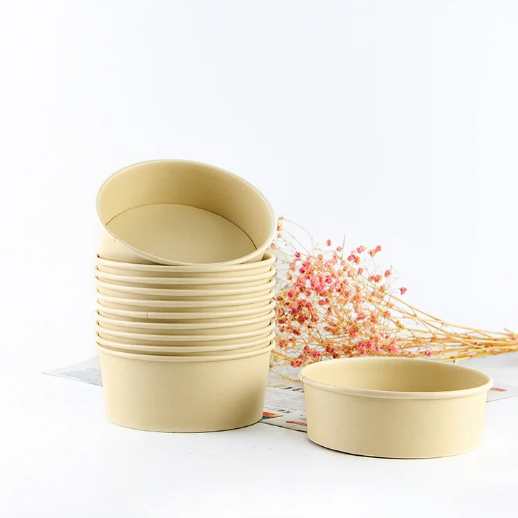 32oz/1000ml disposable Bamboo fiber Paper kraft salad bowl