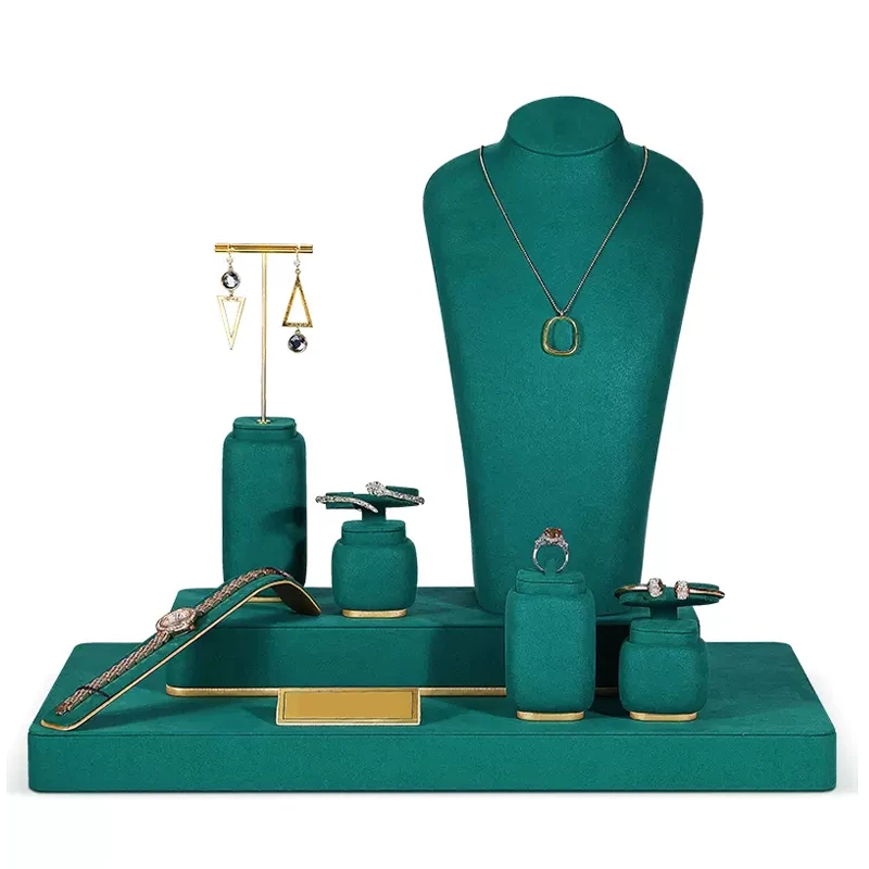 Wholesale Showcase Jewelry Display Design High End Green Gem Ring Display