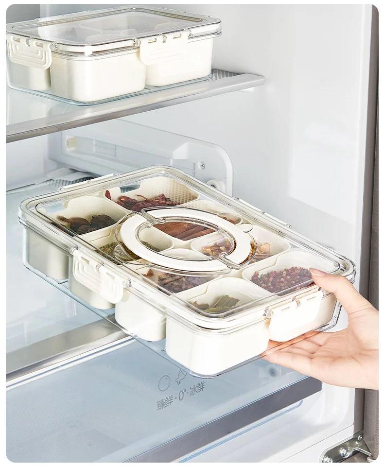 Thickened sealed packaged and stored in refrigerator fresh-keeping box divided storage plastic divided storage box