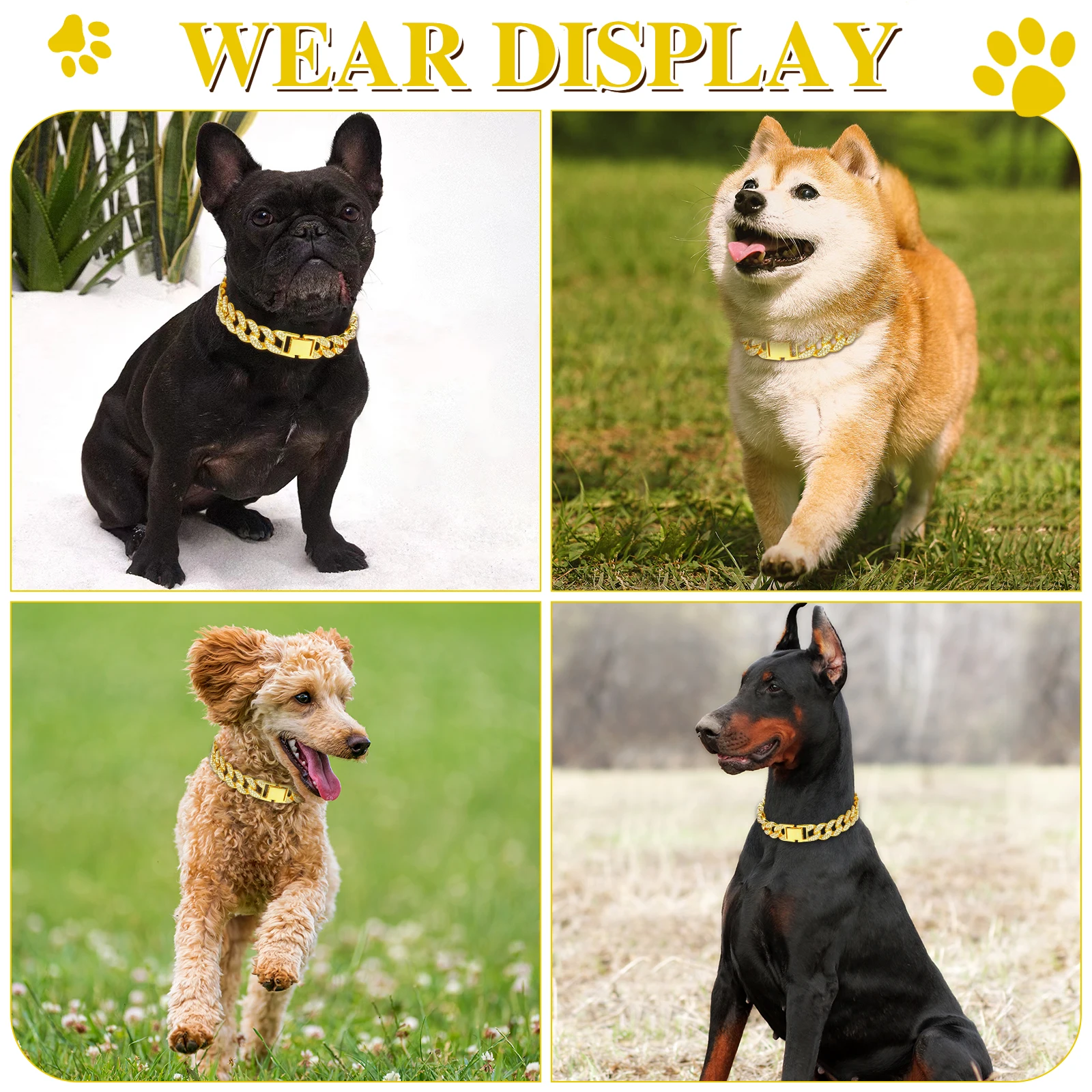 15MM Luxury Gold Dog Chain Collar Factory Bling Jewelry Metal Cuban Link for Dogs Cats