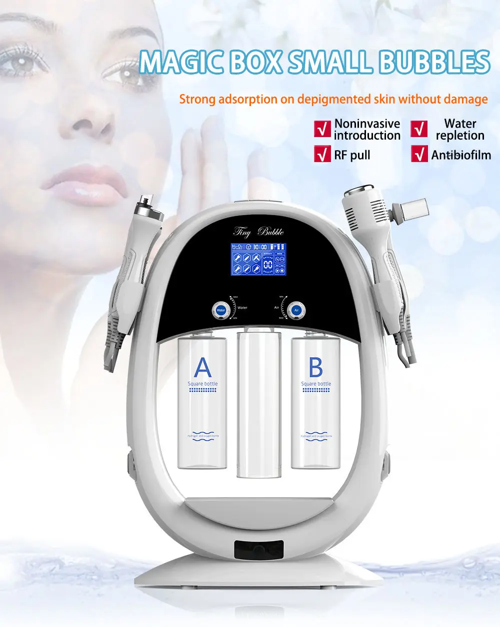 6 in 1 Dermabrasion Face Lifting Skin Care Facial Rejuvenation Microdermabrasion Water Multipolar Beauty Machine