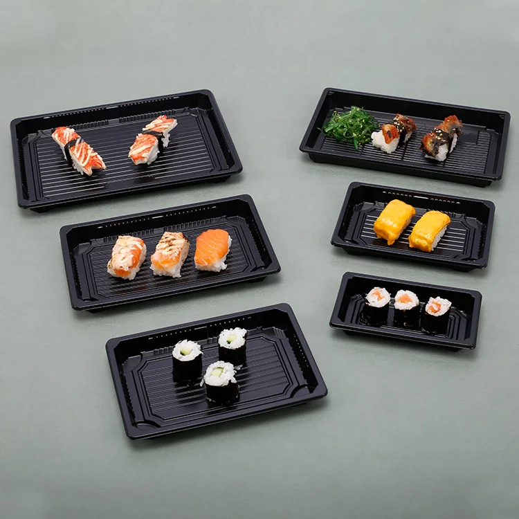 
Factory Direct Plastic Food Plates Disposable Plastic Sushi Tray Disposable Sushi Box  (1600258876694)