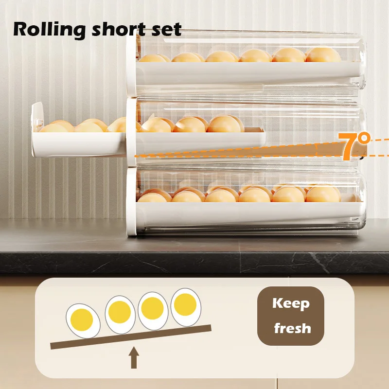 Egg Storage Box Tray Single-row Rolling Multi-layer Superposition Refrigerator Side Door Crisper Box Egg Container Egg Holder