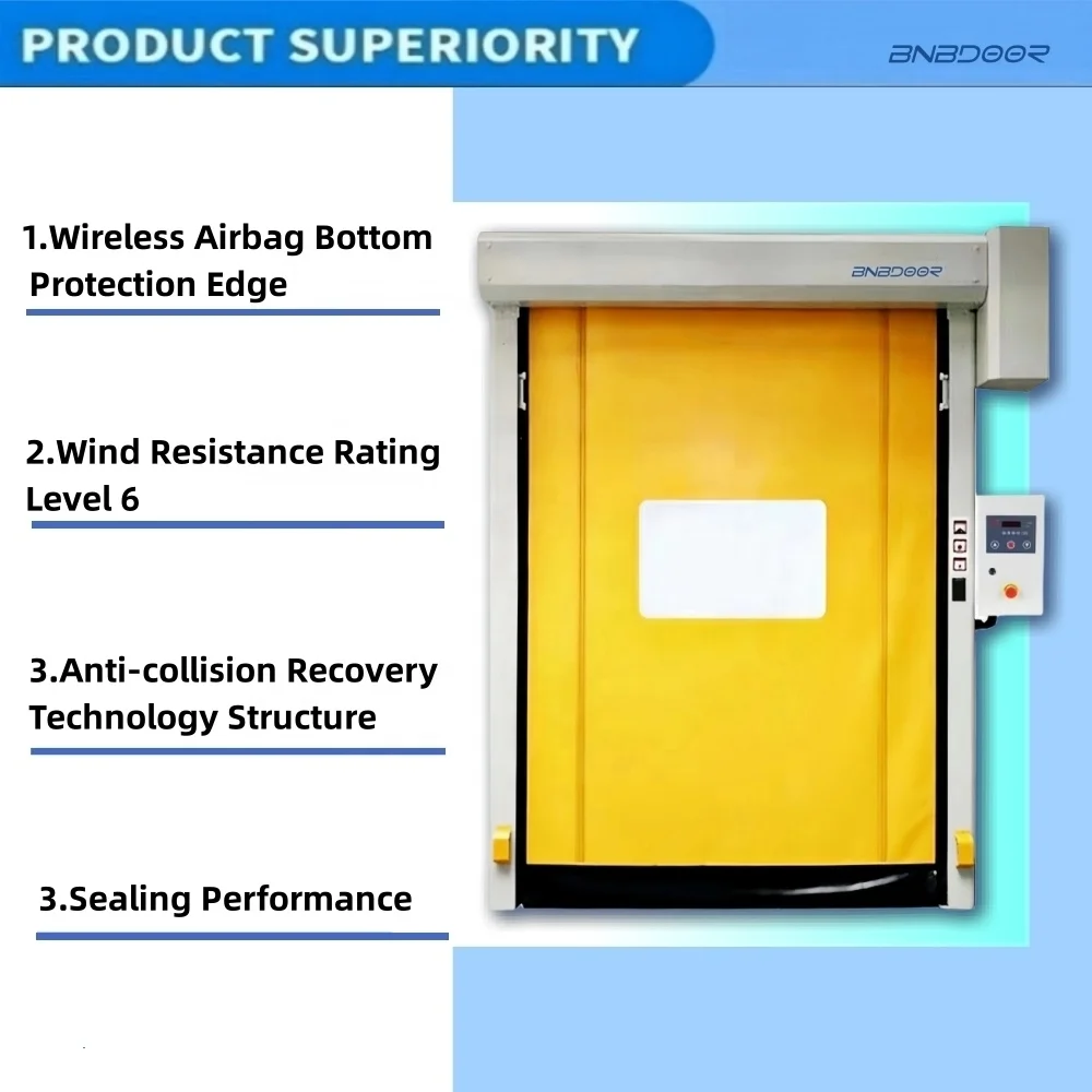 High Quality industrial fast automatic quick workshop PVC clean room roll down security zipper rapid roll up high speed door