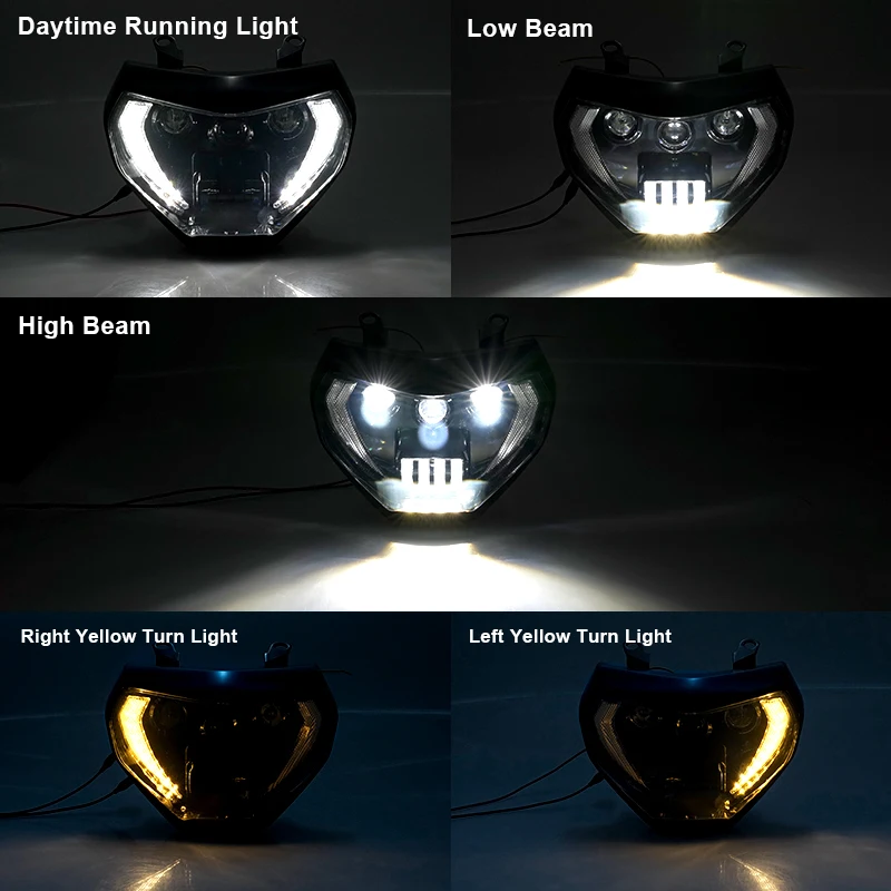 YongJin drl headlight with yellow turn signal light and HI/LO beam For YAMAHA MT09 FZ09 2014 2015 2016 For MT07 2018 2019