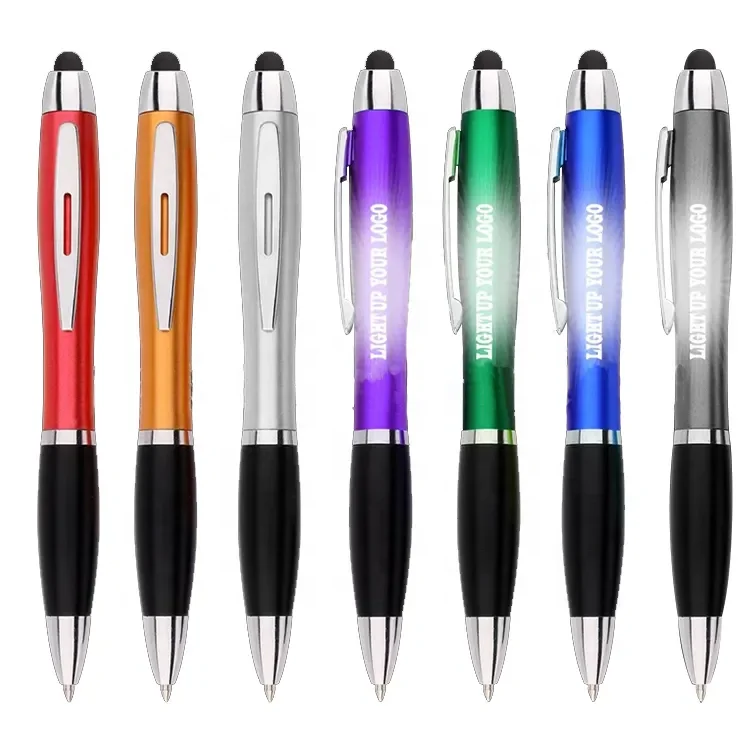 Wholesale Custom Logo Ballpoint Pen with Led Light Business Gift Compatible Most Phones and Touch Screen Devices Ballpoint Pen