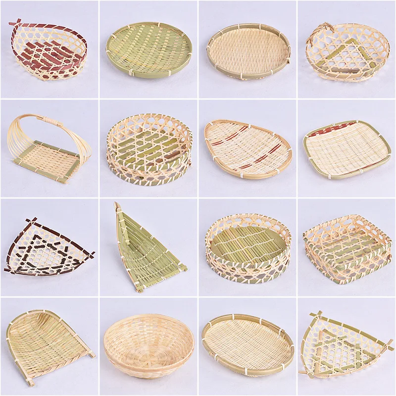 
2021 Hot saleHandmade Natural Round Bamboo Weaving Fruit / Bread / Vegetable Basket For Storage 