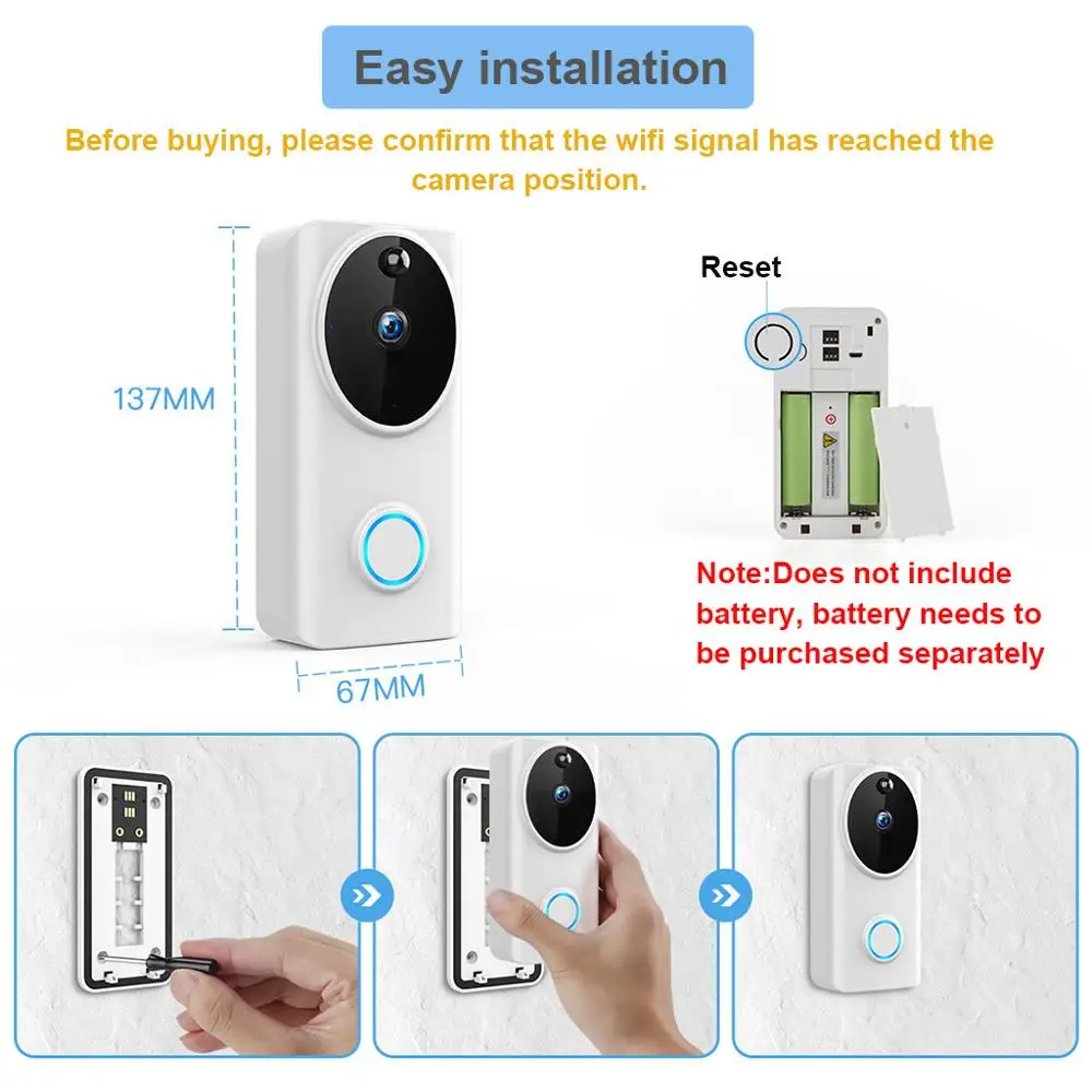 L9 Video Door Bell Camera Smart Doorbell Wireless WiFi 720P/1080P DoorBell Smart Video Phone Visual 2-Ways Audio Secure Camera