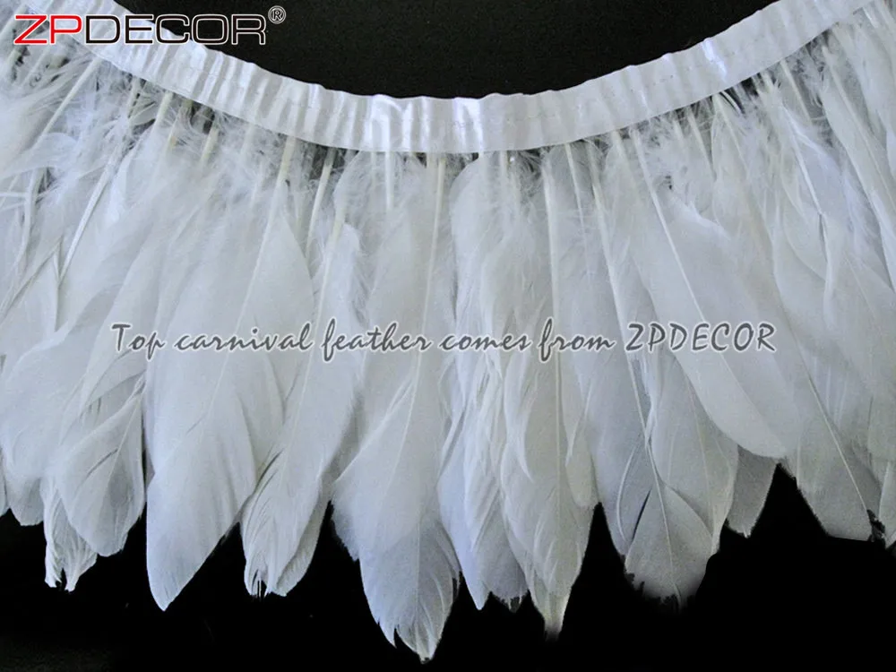 ZPDECOR Wholesale Stock White Goose Nagoire and Satinettes Feather Trim for Carnival Butterfly Wings Costume