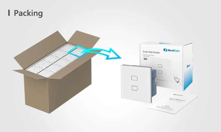 Factory Price BroadLink UK TC2S Smart Wifi Wall Touch Switch 1/2/3 Gang Glass Panel Smart light Switch
