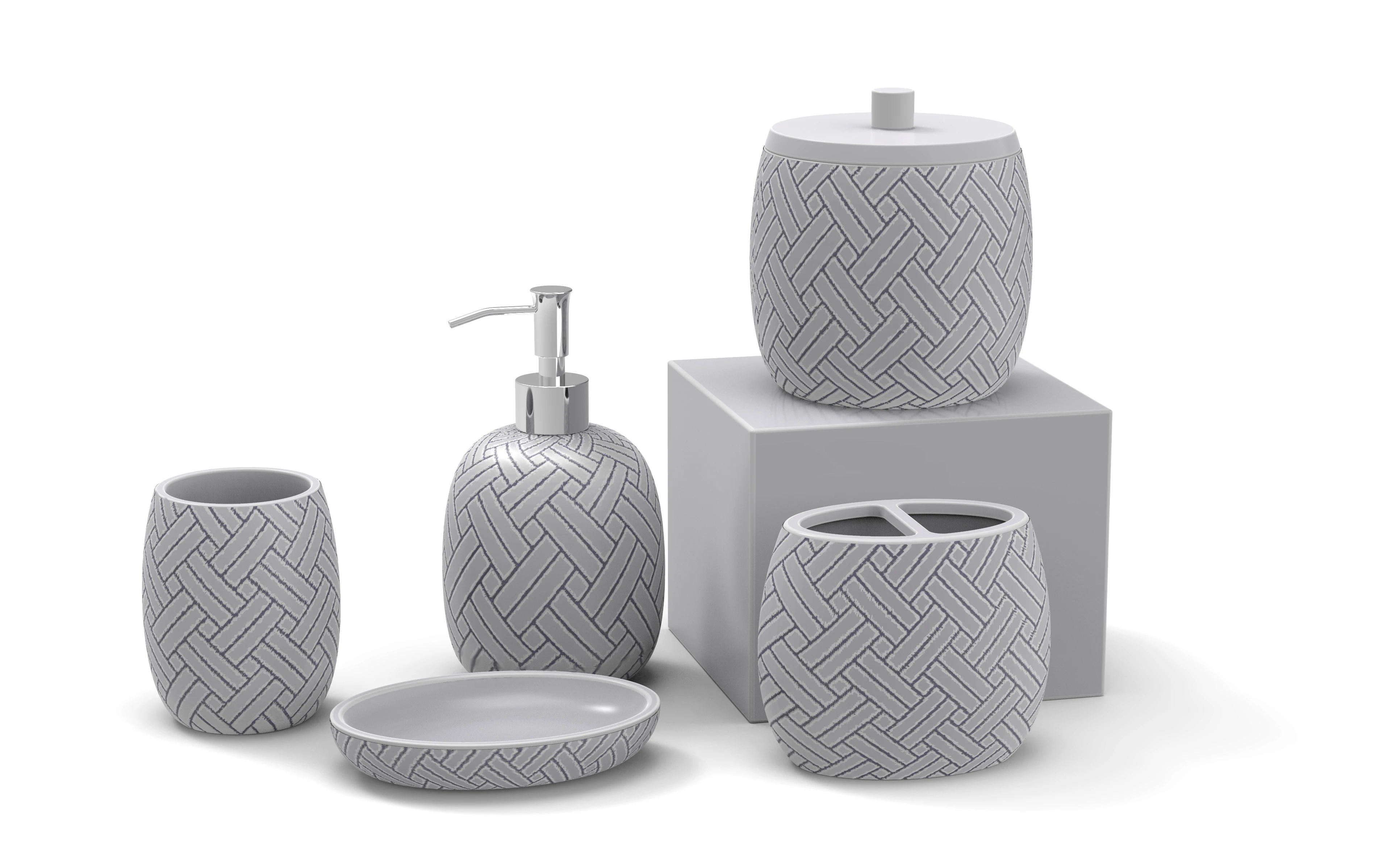 Cheap black Sandstone effect Polyresin Bathroom Set