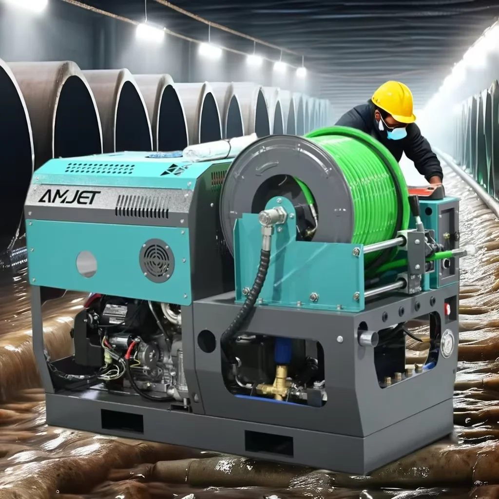 AMJET Sewer pipe dredging machine Pipe cleaning jet machine 250bar30lpm Water pipe jet dredging machine