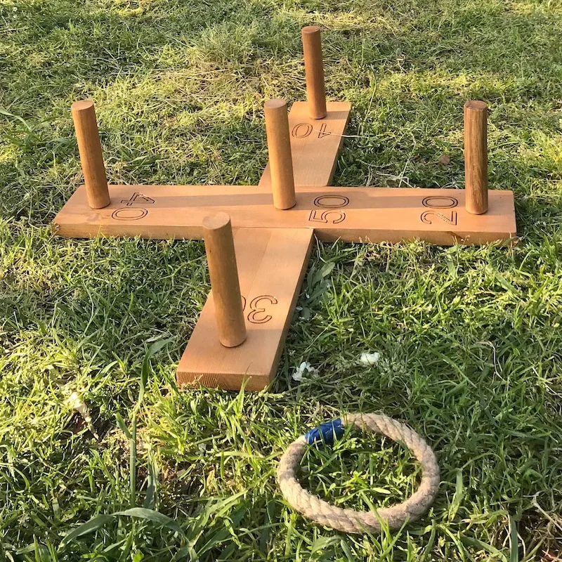 Outdoor Indoor Handmade Wooden Hook and Ring Game for Adults Interactive Game with Shot Ladders Bundle Hook and ring Game