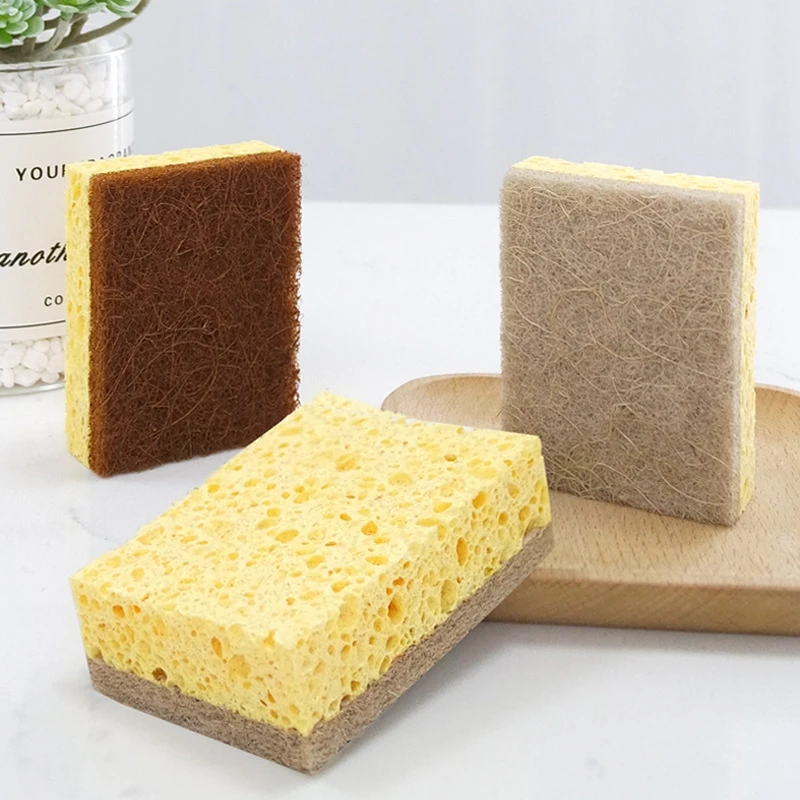 Custom 100% Biodegradable Cotton Cellulose Kitchen Cleaning Sponges & Scouring Pads