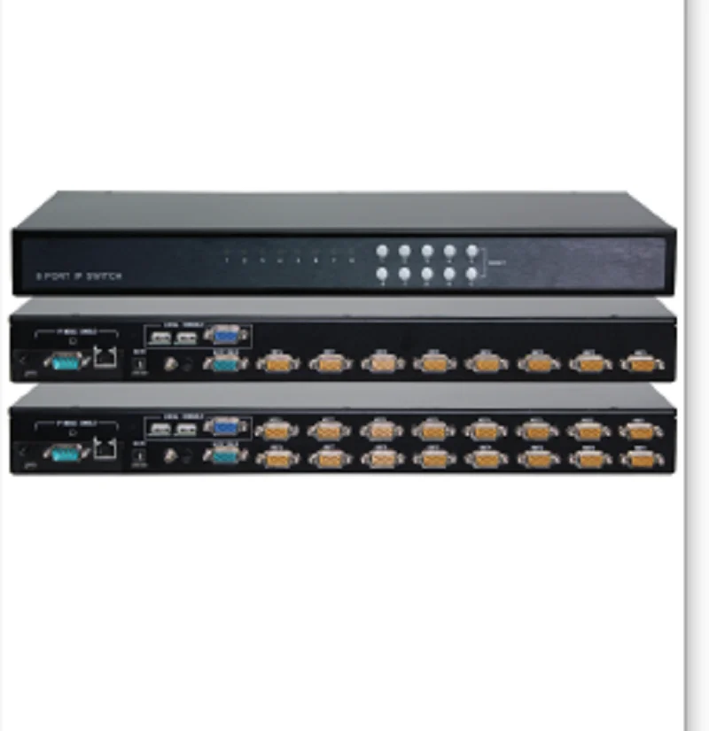 1U Rack mount KVM switch 8ports/16ports DB-15 Combo IP KVM switch support USB + VGA local console, Hotkey OSD IP KVM drawer