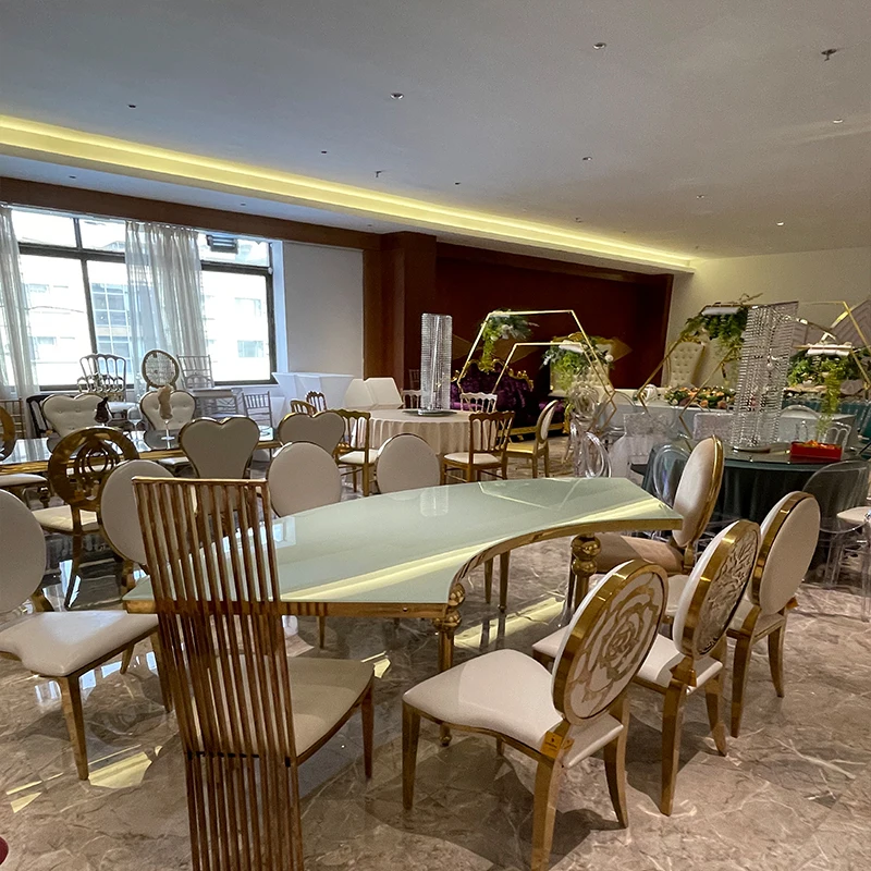 Hot sell Home Furniture Hotel Luxury Dining Table Designs Stainless Steel Dining Table