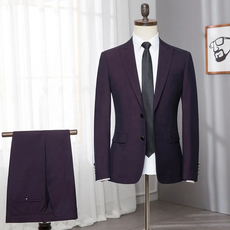 
2020 Dark Purple High Quality Formal Slim Fit Business Meeting Wedding Suits for Men 
