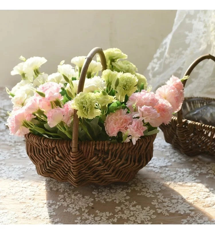 Factory best-selling rattan woven picnic basket with handle, gift food storage basket