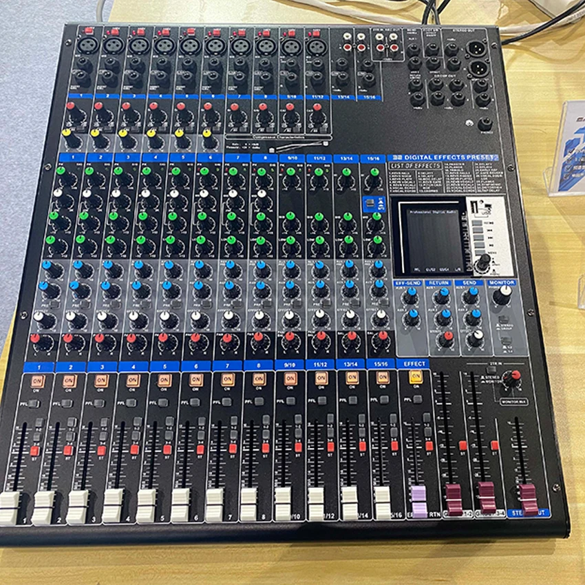 RQSONIC MGX1602 16 Channel Professional stage bar pub dj Digital Audio Signal Processor Mixing Console Mixer with screen