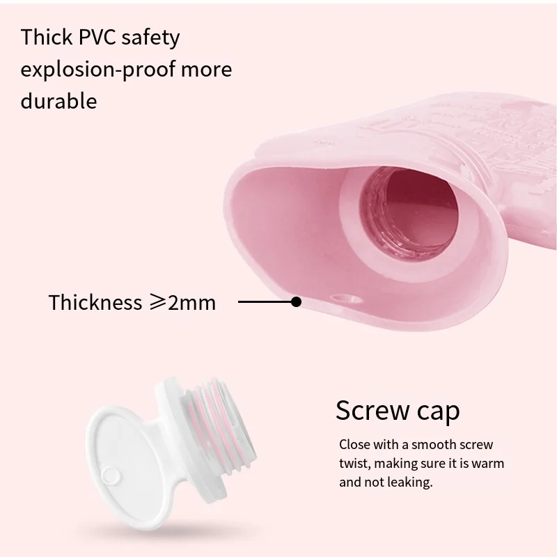 Lesheros Factory Wholesale Custom 500ml 1L 1.5L Reusable Hot Water Bottle Rubber PVC Hot Water Bag
