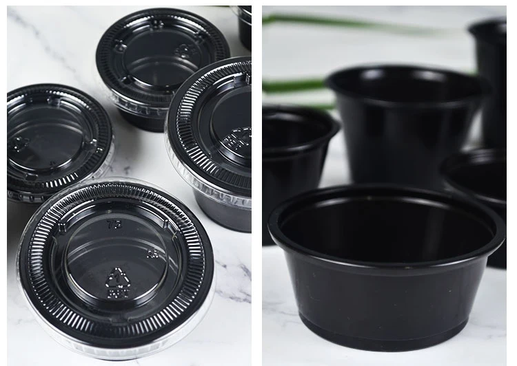 2 унции, Маленькая прозрачная одноразовая пластиковая чашка для приправ/соуса с откидной крышкой