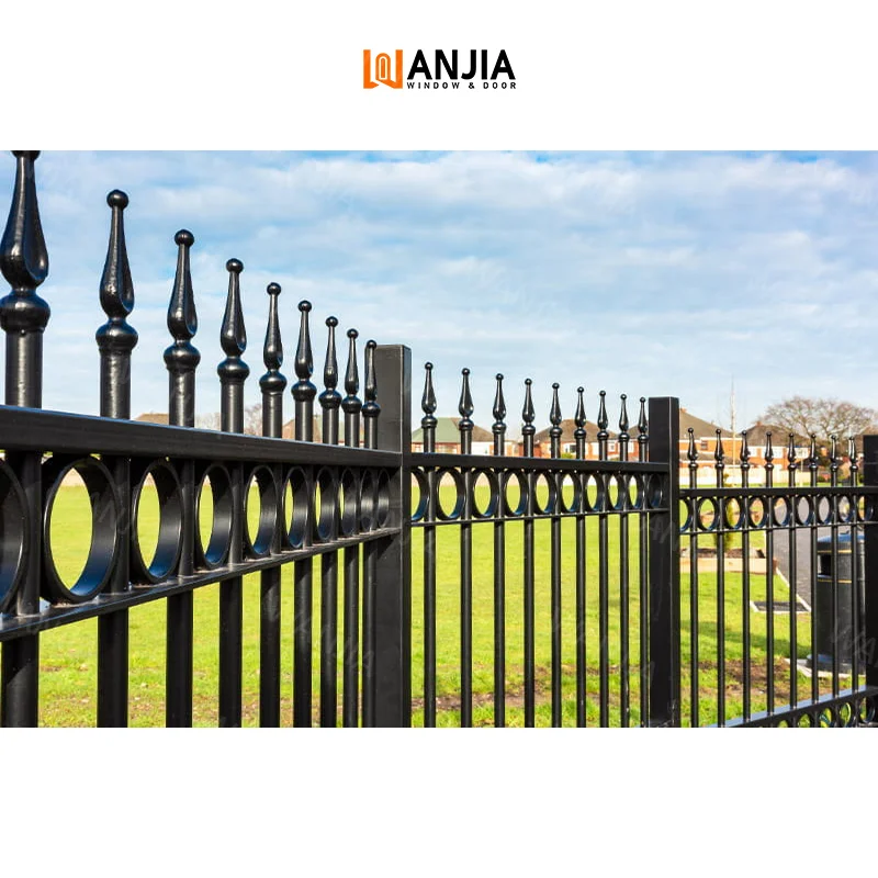 Standard certified customised outdoor wrought iron fence security iron railing metal garden fence grill security fence