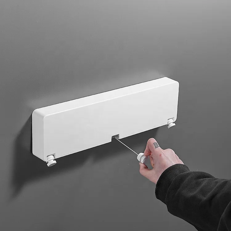 Retractable Clothesline Indoors Laundry Line with Adjustable Stainless Steel Rope Wall Mounted Space-Saver Drying Line