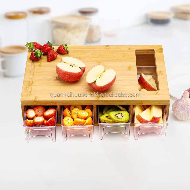 Разделочная доска из бамбука с емкостью, разделочная доска с подносом и крышками с акриловой коробкой