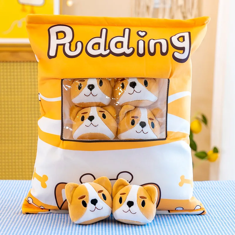Cute Animals Pudding Plush Toys Mini Round Balls Chick Bear Penguin Bunny A Bag of Plushie Food Snack Toys Plush Pillow