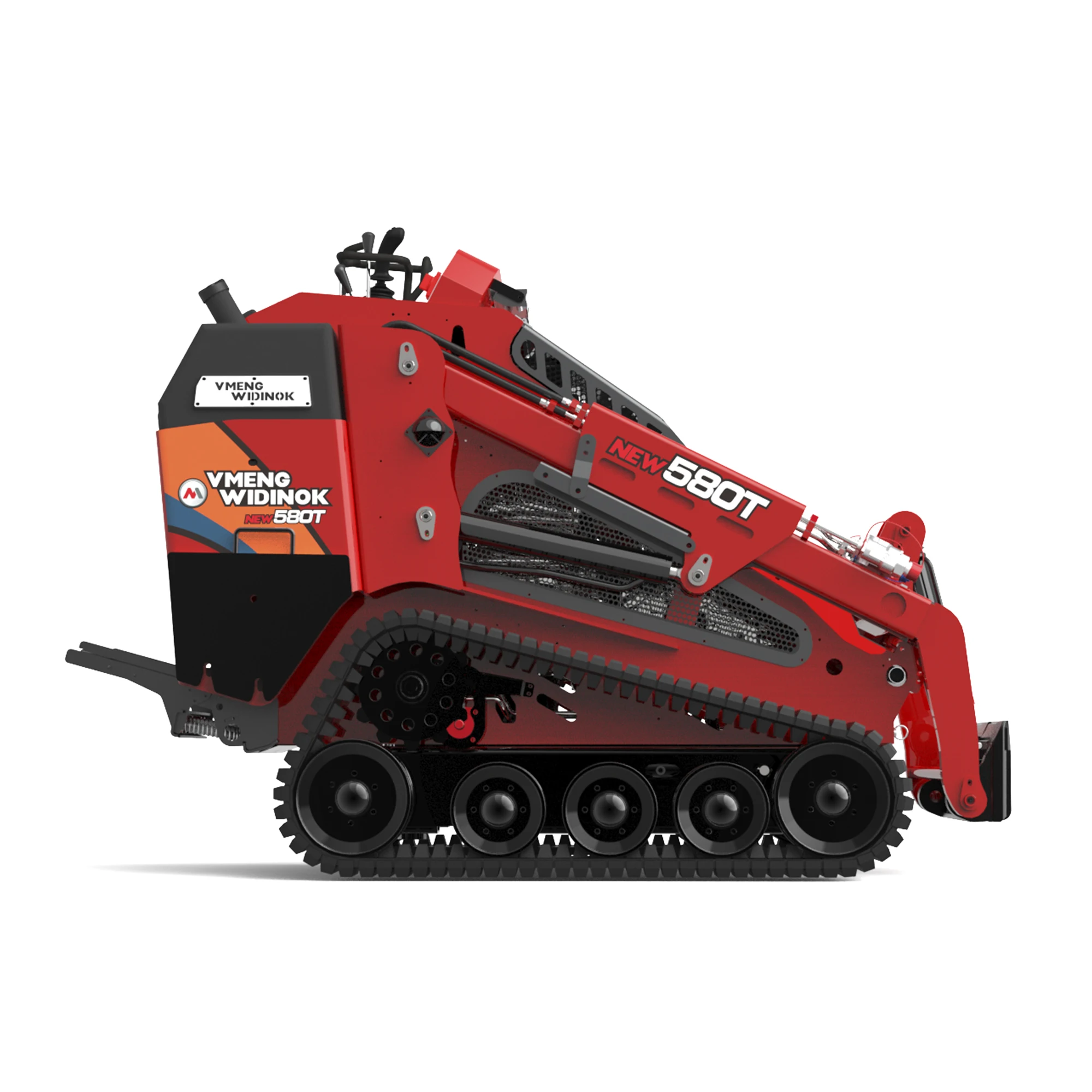 China Vmeng brand 580T 36'width diesel EPA track mini skid steer loader with pallet forks attachment