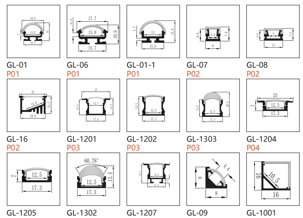 GL-1104 Glite Surface Recessed Wall Mounted LED Aluminum Profile W15.1*H6.7mm With PC Cover 3 Year Warranty LED Strip Channel