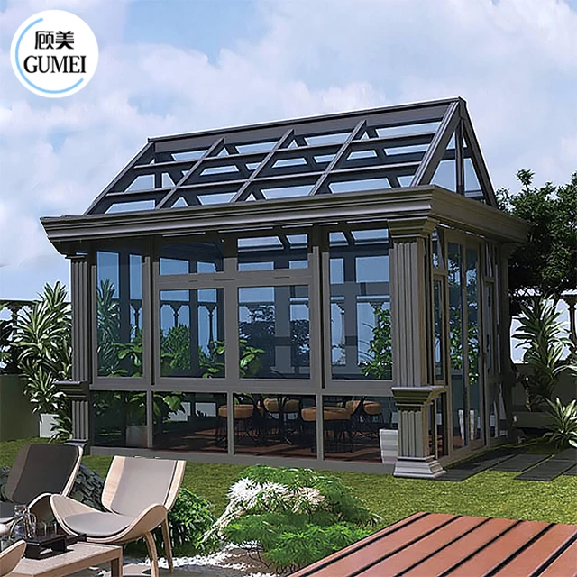 2021 High Quality Sun Room Winter Garden Glass Roof 4 Season Prefabricated Greenhouse