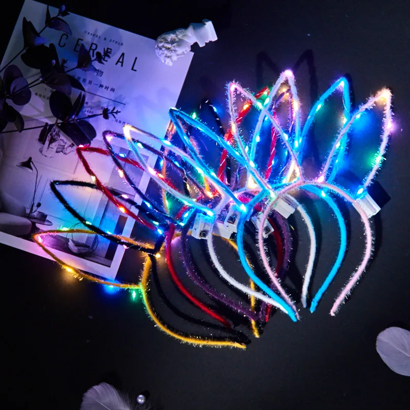 Оптовая продажа LED повязка для мобильного повязкой на голову милый клапаном волос Пасхальный кролик с бантом “кроличьи ушки”