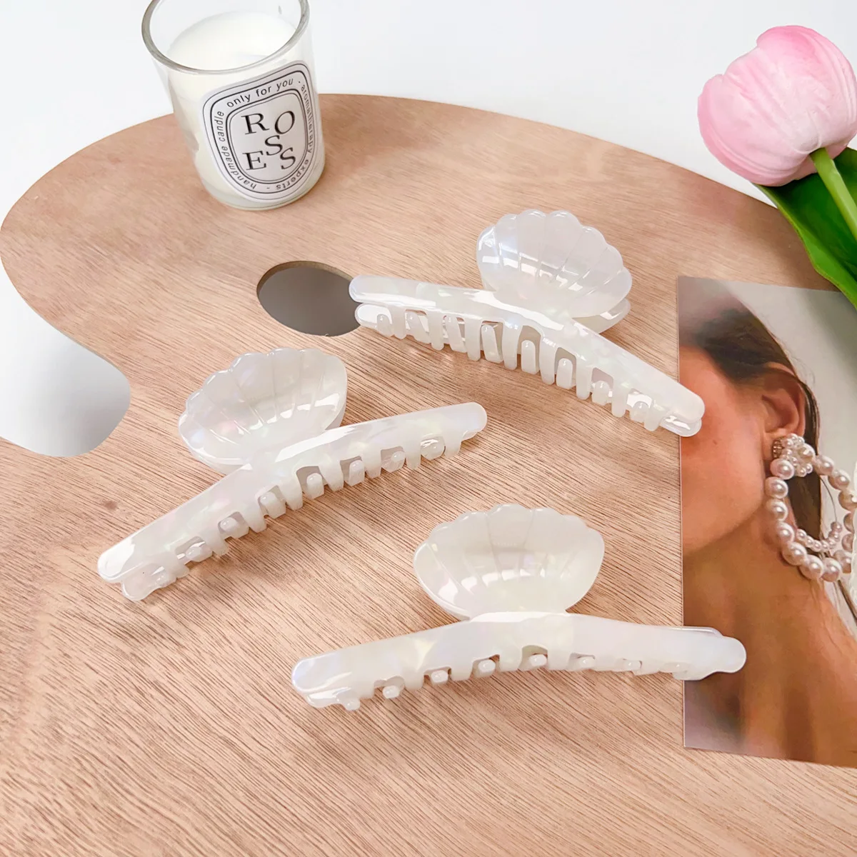 Custom Large Starfish and Shell Hair Clip Big Acetate Hair Claw, for Teen Girls Women