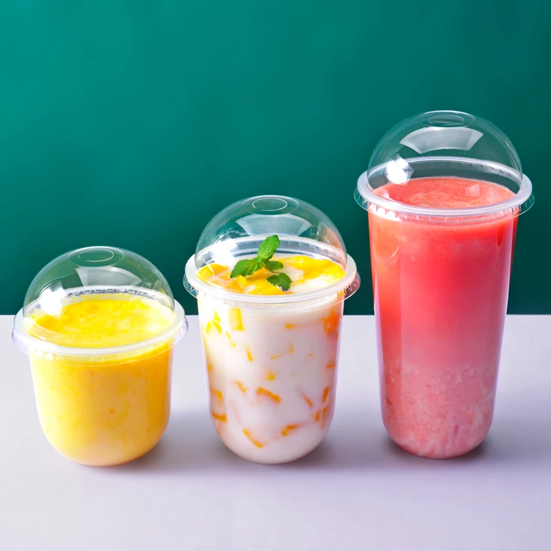 Disposable plastic cup 95 caliber U-shaped transparent PP plastic cup Bubble tea boba cup with lid