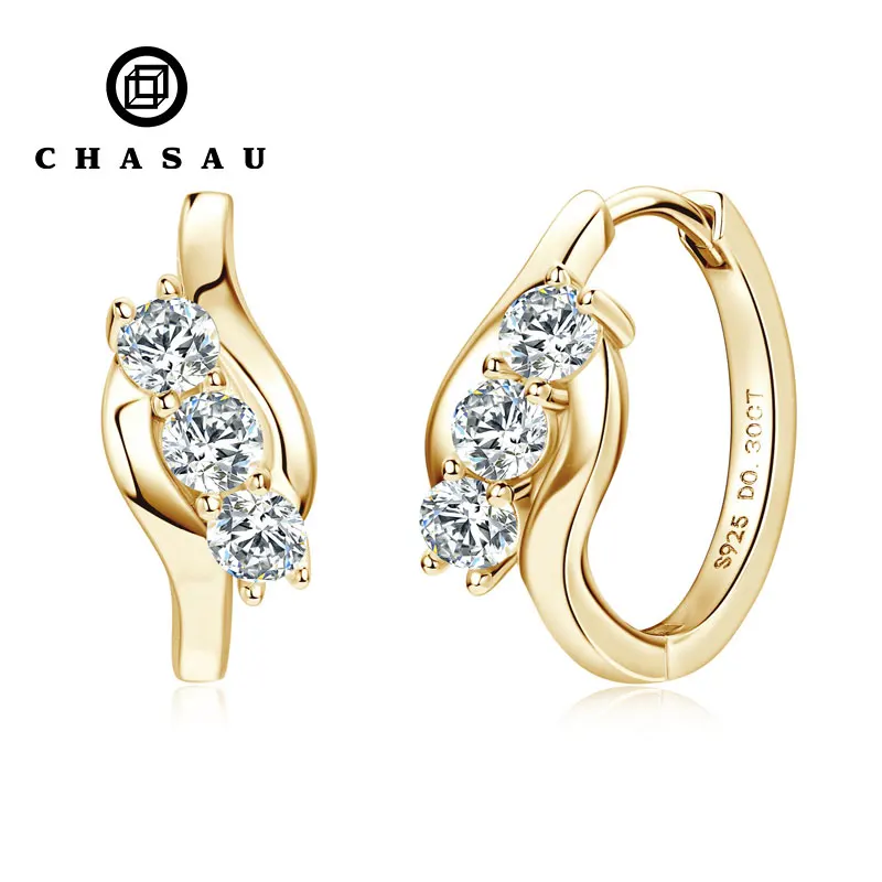 Sparkle D color diamond Certificate 925 Sterling Silver 3mm Round Cut Moissanite Infinity Hoop Earring for Women