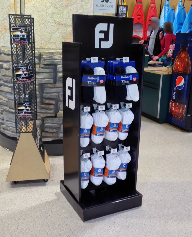 Best sell store retail customized printed branded hat boxing cardboard counter pdq stand glove paper display rack