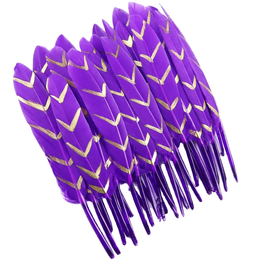 factory price  drak purple 10-18cm  Feathers Jewelry Crafts Plume Custom hand  Printed Goose Feather for Crafts Hats toys