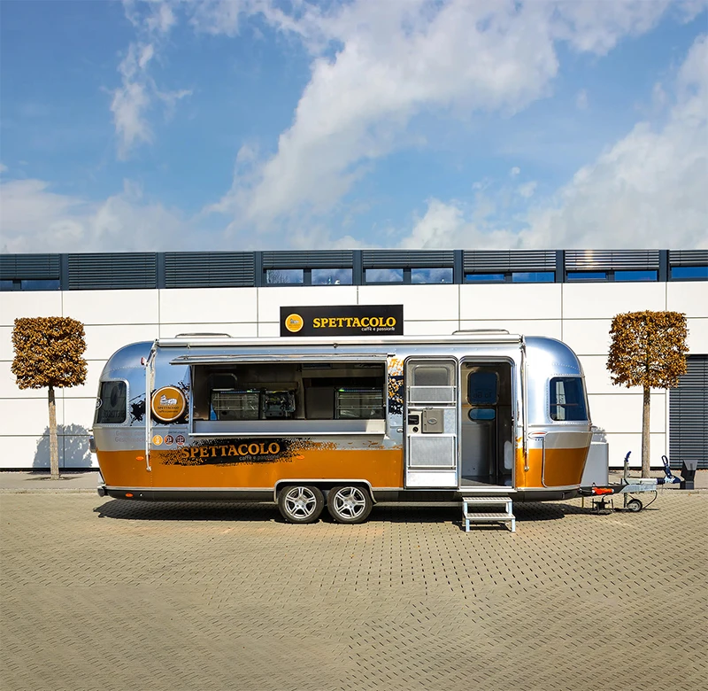 2022 catering new style mobile shiny Airstream  street food carrell rimorc pizza food trailer