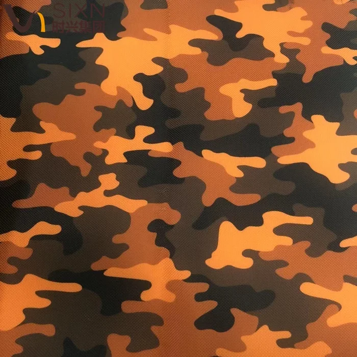 FDY Yellow Camouflage Pattern 100% Polyester 1050D*1050D Oxford PU Coating Waterproof  Fabric For Bag