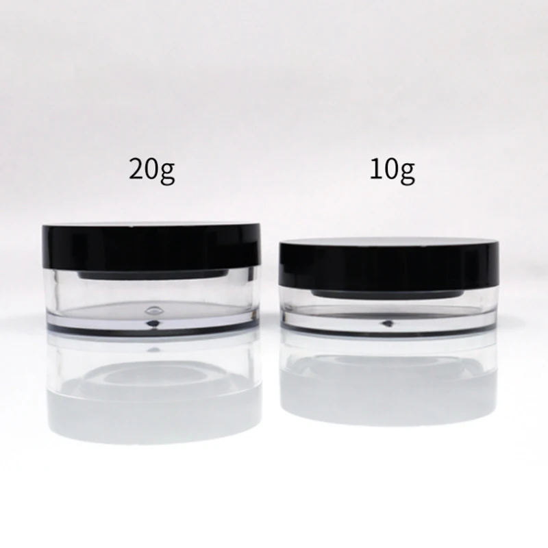 Round Clear Empty Powder Packaging Container Case Box Plastic Loose Powder Jar 20g wth Sifter