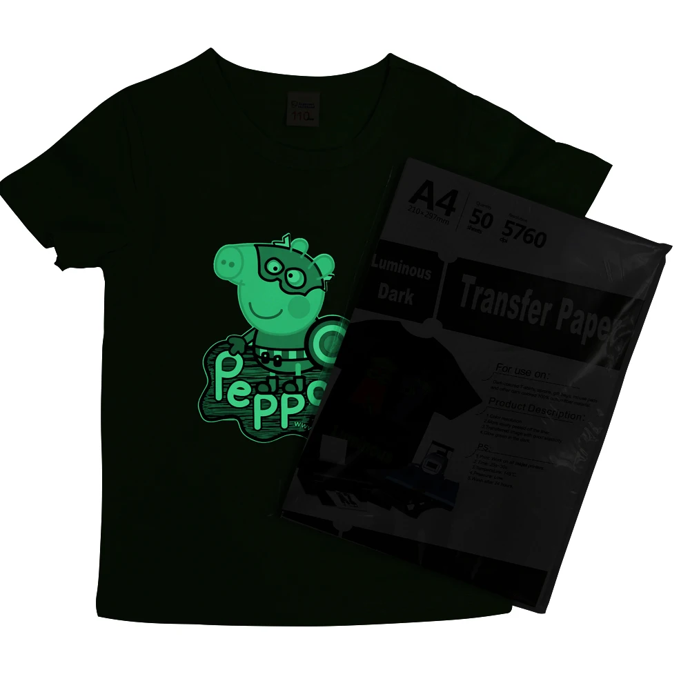 
A4/A3 Fluorescent luminous glow in the darkness wholesale inkjet heat transfer printing paper halloween heat transfer 