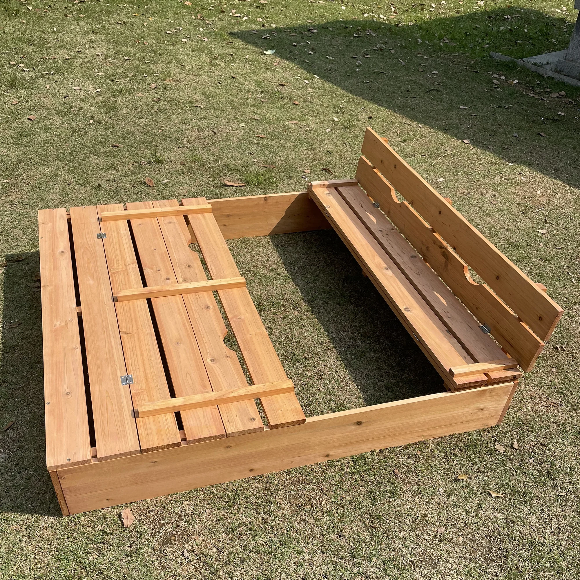 XTT013 Outdoor playing beach children wooden sandbox for kids natural color