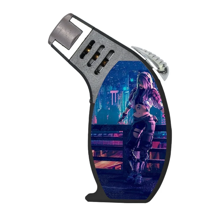 Новый стиль cyberpunk ветрозащитная сигара jet фонарик на заказ металлические наклонные зажигалки с классными логотипами