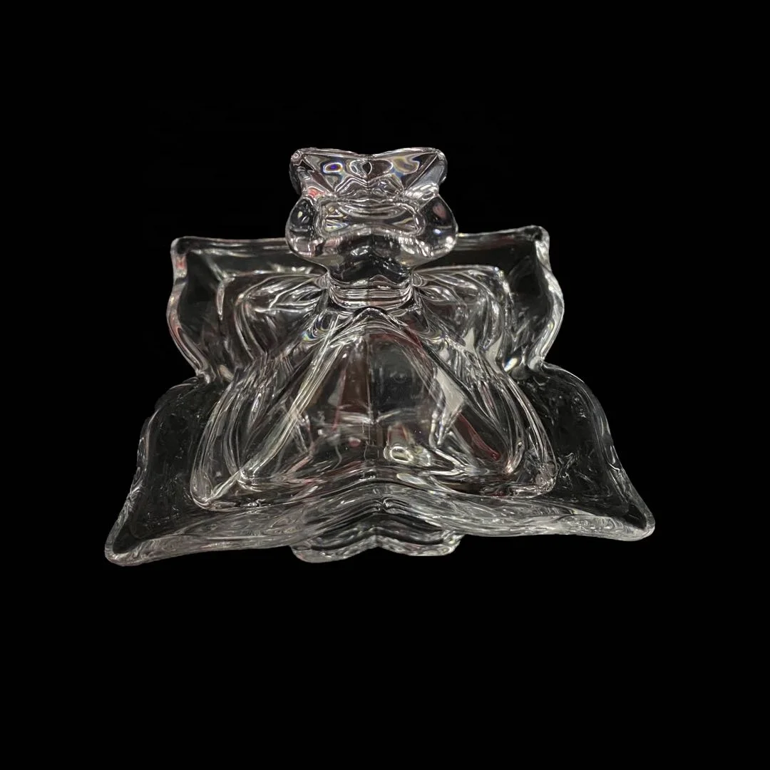 
2021hot four leaf clover shaped glass candy jar with lid for wedding holiday home items 