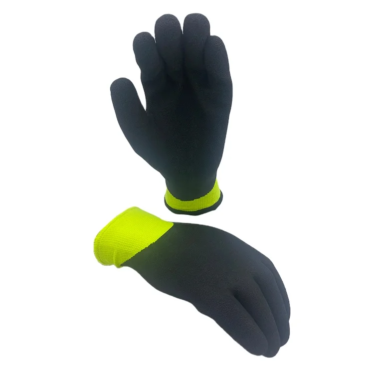 Fluorescent color liner micro foam nitrile full dipped working safety  gloves