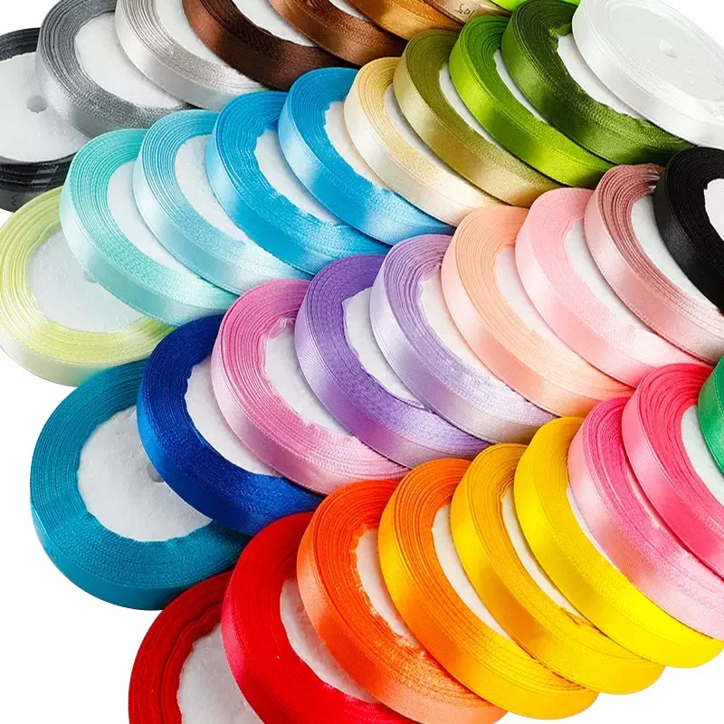 Wholesale 196 Color Packing Solid Color Satin Ribbon in Stock Decoration Strip Ribbon for Gift Decoration