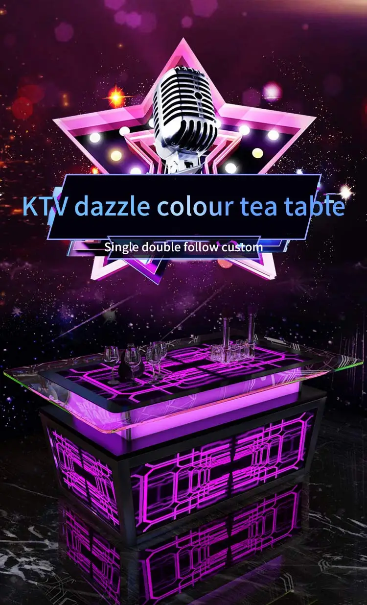 Luxury Ktv Pub Furniture Cafe Dj Snack Led Color Changing Light Up Bar Cocktail Party Table