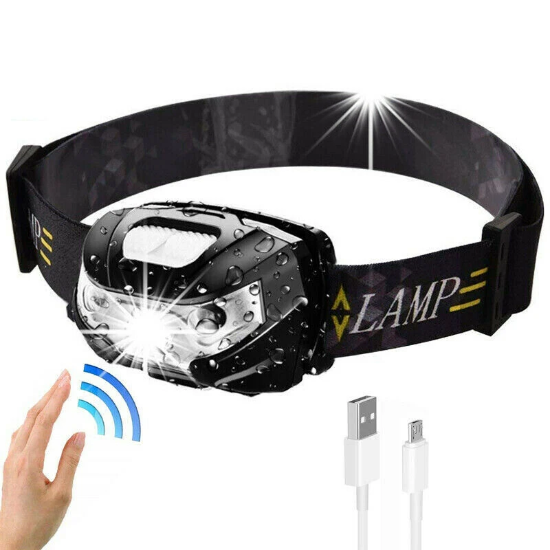 Лидер продаж на Amazon светодиодный налобный фонарь с датчиком движения USB Перезаряжаемый популярный для чтения отключения