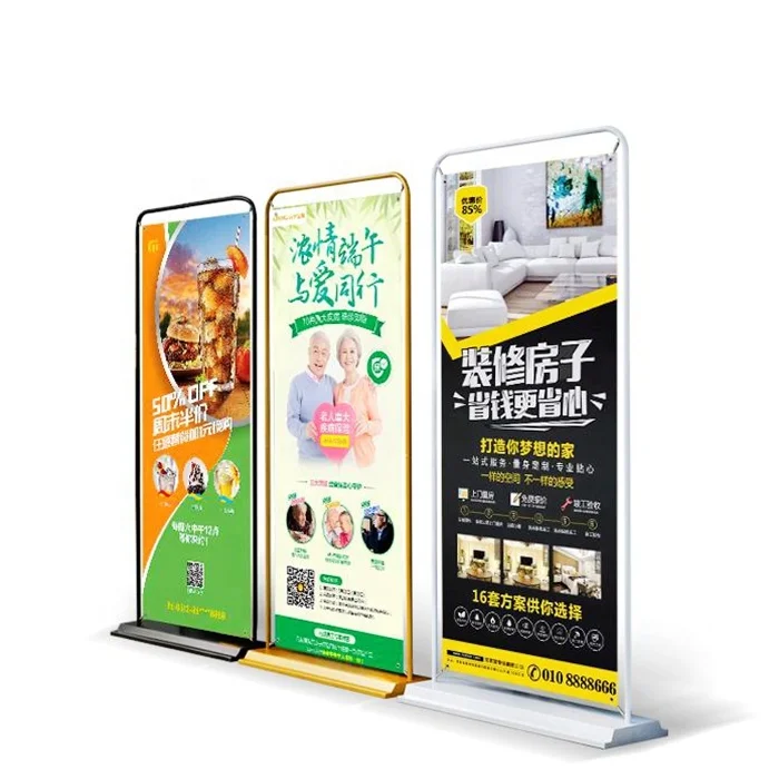80*180cm Advertising Floor Display Banner Stand Metal Frames Door Type Banner Stand